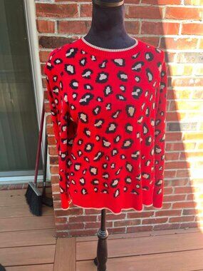 Like New Charter Club XL women's knit Sweater leopard print  long sleeve